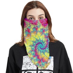 Fractal Spiral Abstract Background Vortex Yellow Face Covering Bandana (triangle)