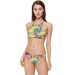 Fractal Spiral Abstract Background Vortex Yellow Banded Triangle Bikini Set