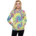 Fractal Spiral Abstract Background Vortex Yellow Women s Lightweight Drawstring Hoodie View1