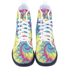 Fractal Spiral Abstract Background Vortex Yellow Women s High-top Canvas Sneakers