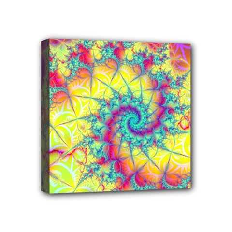 Fractal Spiral Abstract Background Vortex Yellow Mini Canvas 4  X 4  (stretched)