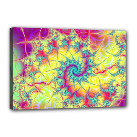 Fractal Spiral Abstract Background Vortex Yellow Canvas 18  X 12  (stretched)