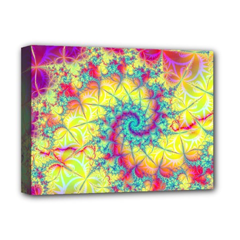 Fractal Spiral Abstract Background Vortex Yellow Deluxe Canvas 16  X 12  (stretched)  by Ket1n9