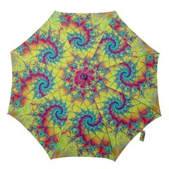 Fractal Spiral Abstract Background Vortex Yellow Hook Handle Umbrellas (small)