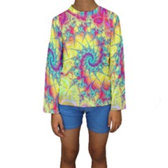 Fractal Spiral Abstract Background Vortex Yellow Kids  Long Sleeve Swimwear