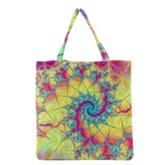 Fractal Spiral Abstract Background Vortex Yellow Grocery Tote Bag