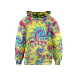 Fractal Spiral Abstract Background Vortex Yellow Kids  Pullover Hoodie