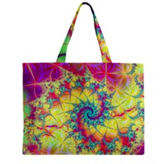 Fractal Spiral Abstract Background Vortex Yellow Zipper Mini Tote Bag