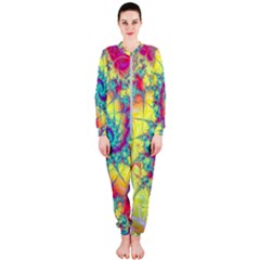 Fractal Spiral Abstract Background Vortex Yellow Onepiece Jumpsuit (ladies)