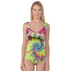 Fractal Spiral Abstract Background Vortex Yellow Princess Tank Leotard 