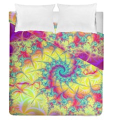 Fractal Spiral Abstract Background Vortex Yellow Duvet Cover Double Side (queen Size)