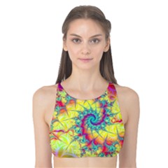 Fractal Spiral Abstract Background Vortex Yellow Tank Bikini Top