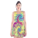 Fractal Spiral Abstract Background Vortex Yellow Scoop Neck Skater Dress View1