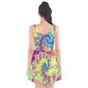 Fractal Spiral Abstract Background Vortex Yellow Scoop Neck Skater Dress View2