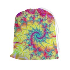 Fractal Spiral Abstract Background Vortex Yellow Drawstring Pouch (2xl)