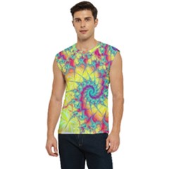 Fractal Spiral Abstract Background Vortex Yellow Men s Raglan Cap Sleeve T-shirt