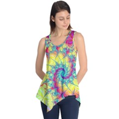 Fractal Spiral Abstract Background Vortex Yellow Sleeveless Tunic