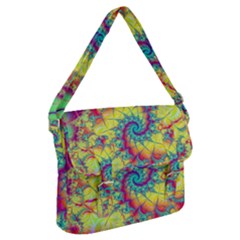 Fractal Spiral Abstract Background Vortex Yellow Buckle Messenger Bag