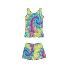 Fractal Spiral Abstract Background Vortex Yellow Kids  Boyleg Swimsuit