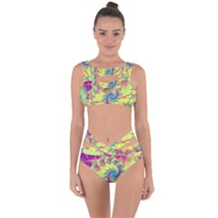 Fractal Spiral Abstract Background Vortex Yellow Bandaged Up Bikini Set 