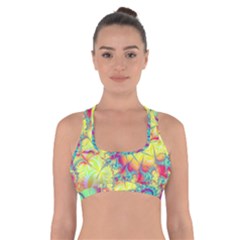 Fractal Spiral Abstract Background Vortex Yellow Cross Back Sports Bra