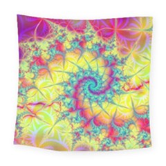 Fractal Spiral Abstract Background Vortex Yellow Square Tapestry (large)