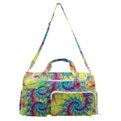 Fractal Spiral Abstract Background Vortex Yellow Sports Gym Duffle Bag With Shoe Compartment