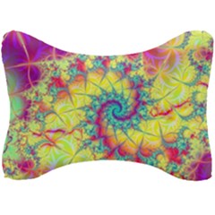 Fractal Spiral Abstract Background Vortex Yellow Seat Head Rest Cushion by Ket1n9