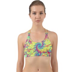 Fractal Spiral Abstract Background Vortex Yellow Back Web Sports Bra