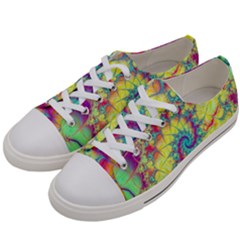 Fractal Spiral Abstract Background Vortex Yellow Women s Low Top Canvas Sneakers