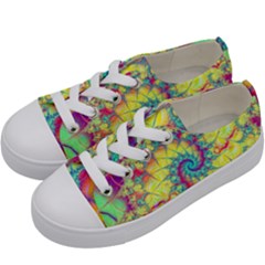 Fractal Spiral Abstract Background Vortex Yellow Kids  Low Top Canvas Sneakers by Ket1n9