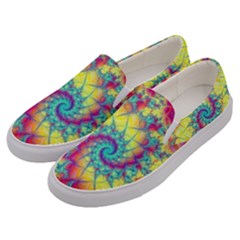 Fractal Spiral Abstract Background Vortex Yellow Men s Canvas Slip Ons