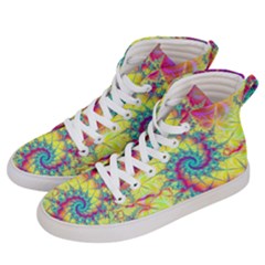 Fractal Spiral Abstract Background Vortex Yellow Women s Hi-top Skate Sneakers