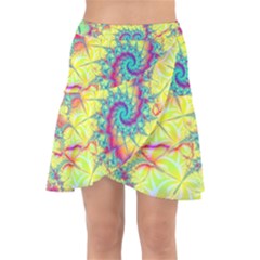 Fractal Spiral Abstract Background Vortex Yellow Wrap Front Skirt