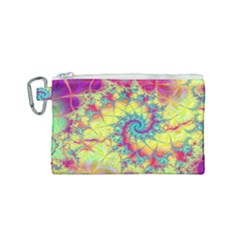 Fractal Spiral Abstract Background Vortex Yellow Canvas Cosmetic Bag (small)