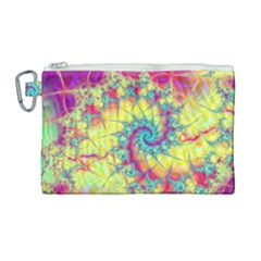 Fractal Spiral Abstract Background Vortex Yellow Canvas Cosmetic Bag (large)