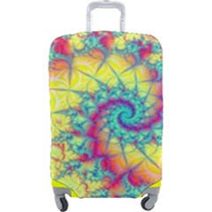 Fractal Spiral Abstract Background Vortex Yellow Luggage Cover (large)