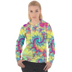 Fractal Spiral Abstract Background Vortex Yellow Women s Overhead Hoodie