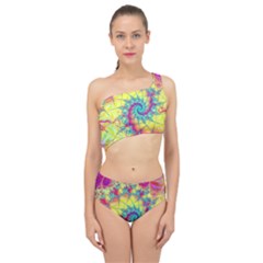 Fractal Spiral Abstract Background Vortex Yellow Spliced Up Two Piece Swimsuit