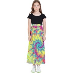 Fractal Spiral Abstract Background Vortex Yellow Kids  Flared Maxi Skirt