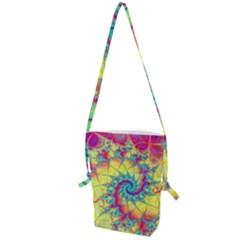 Fractal Spiral Abstract Background Vortex Yellow Folding Shoulder Bag by Ket1n9