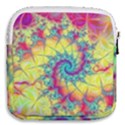 Fractal Spiral Abstract Background Vortex Yellow Mini Square Pouch View2