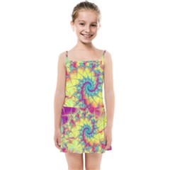 Fractal Spiral Abstract Background Vortex Yellow Kids  Summer Sun Dress