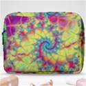 Fractal Spiral Abstract Background Vortex Yellow Make Up Pouch (Large) View1