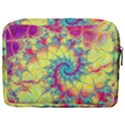 Fractal Spiral Abstract Background Vortex Yellow Make Up Pouch (Large) View2