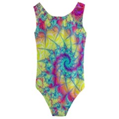 Fractal Spiral Abstract Background Vortex Yellow Kids  Cut-out Back One Piece Swimsuit