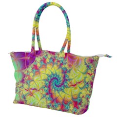 Fractal Spiral Abstract Background Vortex Yellow Canvas Shoulder Bag