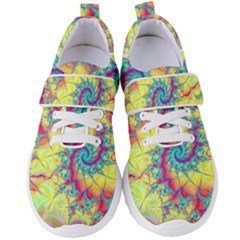 Fractal Spiral Abstract Background Vortex Yellow Women s Velcro Strap Shoes