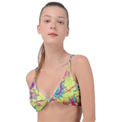 Fractal Spiral Abstract Background Vortex Yellow Knot Up Bikini Top