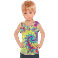 Fractal Spiral Abstract Background Vortex Yellow Kids  Sport Tank Top